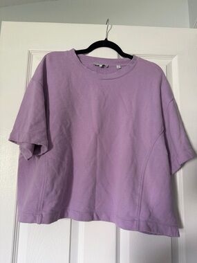 Boxy Lilac Short Sleeve Sweatshirt VINCE